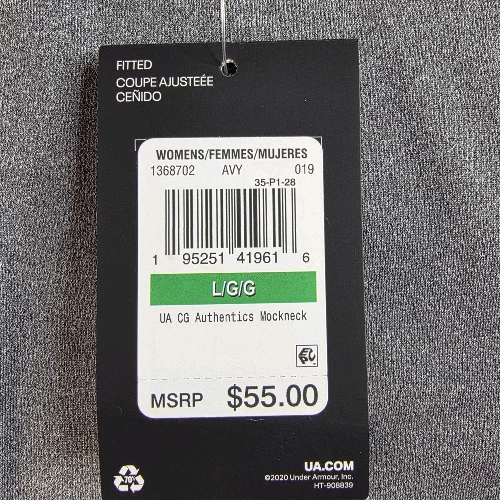NWT Under Armour ColdGear Fitted Mock Base Layer Women's Large Charcoal Shirt - Picture 14 of 15